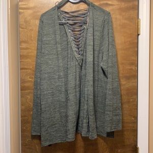 Lace back cardigan olive
